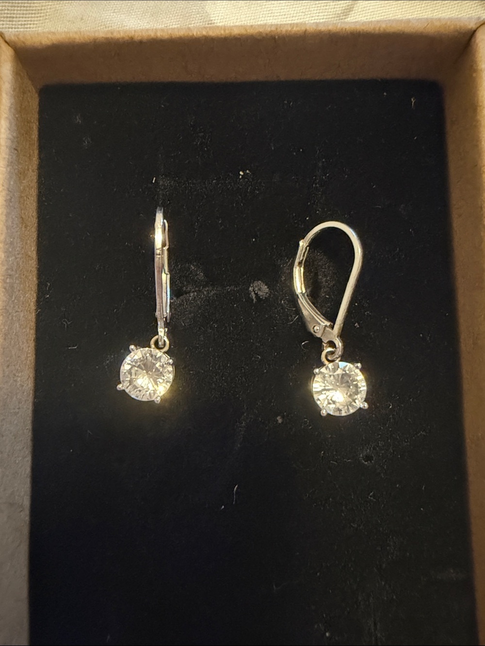 Kohl's Silver Clear Crystal Drop Leverback Earrings